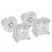 2.04 Ct Princess Cut Diamond Stud Earrings White Gold with Screw Back